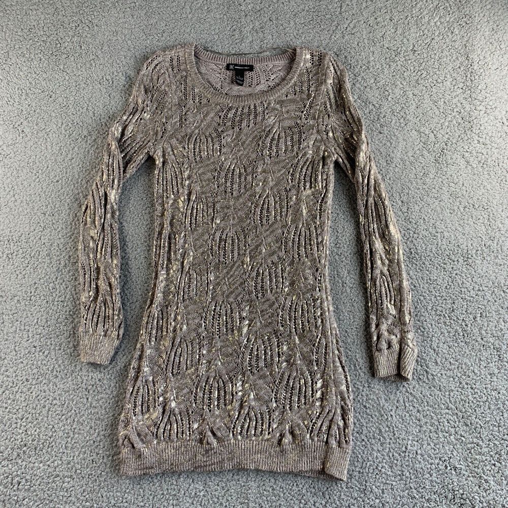 NEW‎ INC International Concepts Sweater Dress Womens Large Metallic Cable Knit